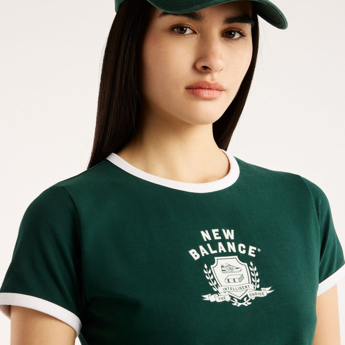 New Balance Women's Collegiate Badge Fitted Baby Ringer T-Shirt-4