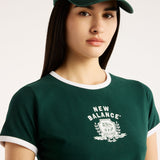 New Balance Women's Collegiate Badge Fitted Baby Ringer T-Shirt-4