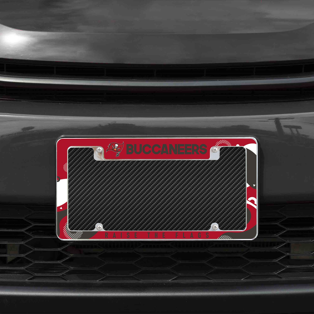 Rico Industries NFL  Tampa Bay Buccaneers Wave 12" x 6" Chrome License Plate Frame-1