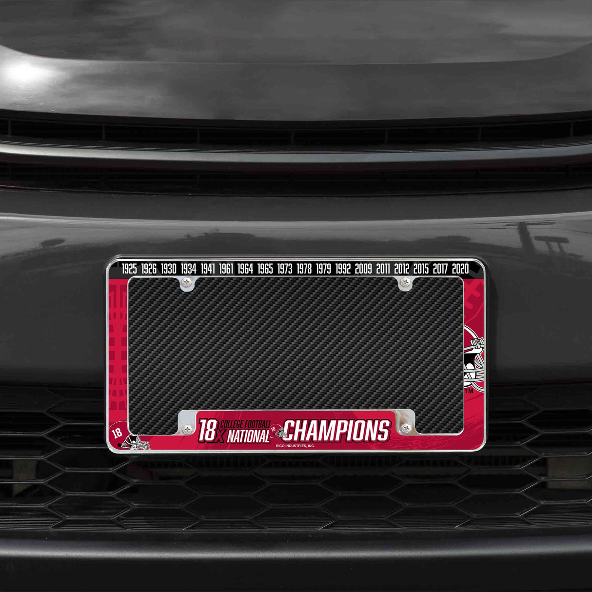 Rico Industries NCAA Alabama Crimson Tide Multi Champ 12" x 6" Chrome License Plate Frame-1