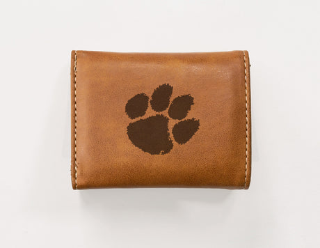 Rico Industries NCAA Clemson Tigers  Laser Engraved Faux Leather Trifold Wallet-1