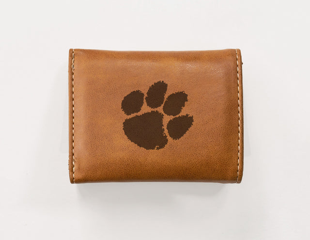 Rico Industries NCAA Clemson Tigers  Laser Engraved Faux Leather Trifold Wallet-1