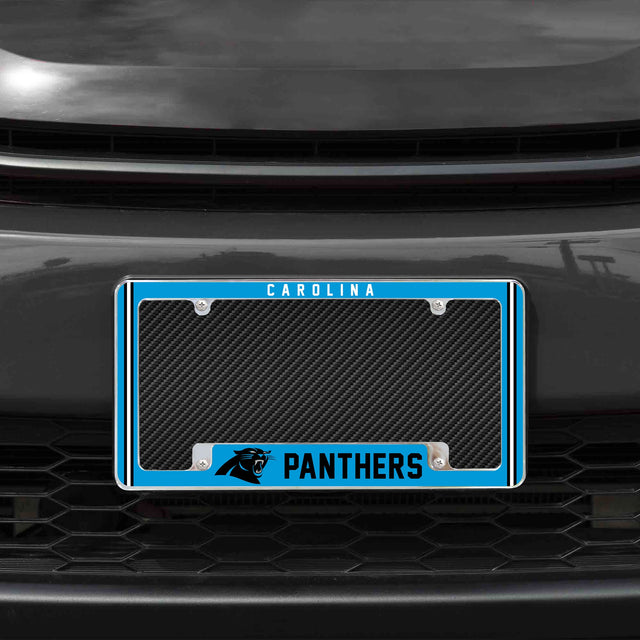 Rico Industries NFL  Carolina Panthers Classic 12" x 6" Chrome License Plate Frame-1