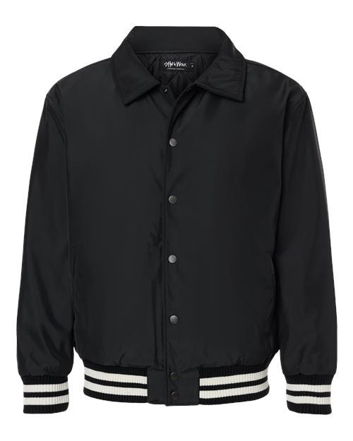 Shaka Wear Men's Collared Varsity Jacket-1
