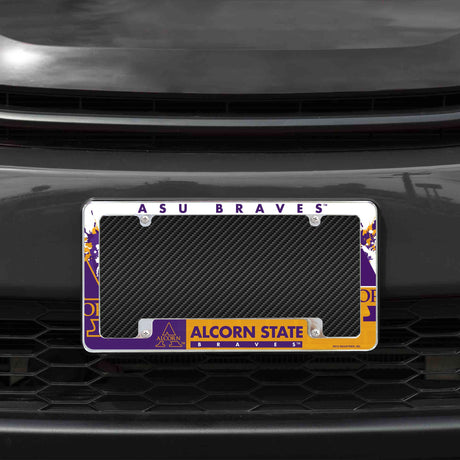 Rico Industries NCAA Alcorn State Braves Primary 12" x 6" Chrome License Plate Frame-1