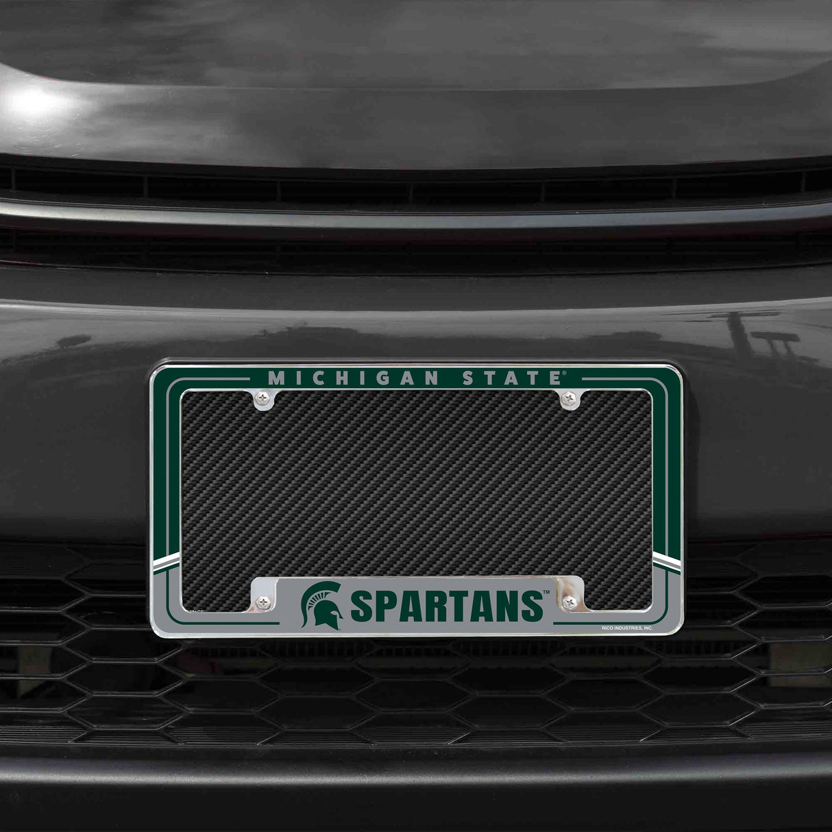 Rico Industries NCAA Michigan State Spartans Two-Tone 12" x 6" Chrome License Plate Frame-1