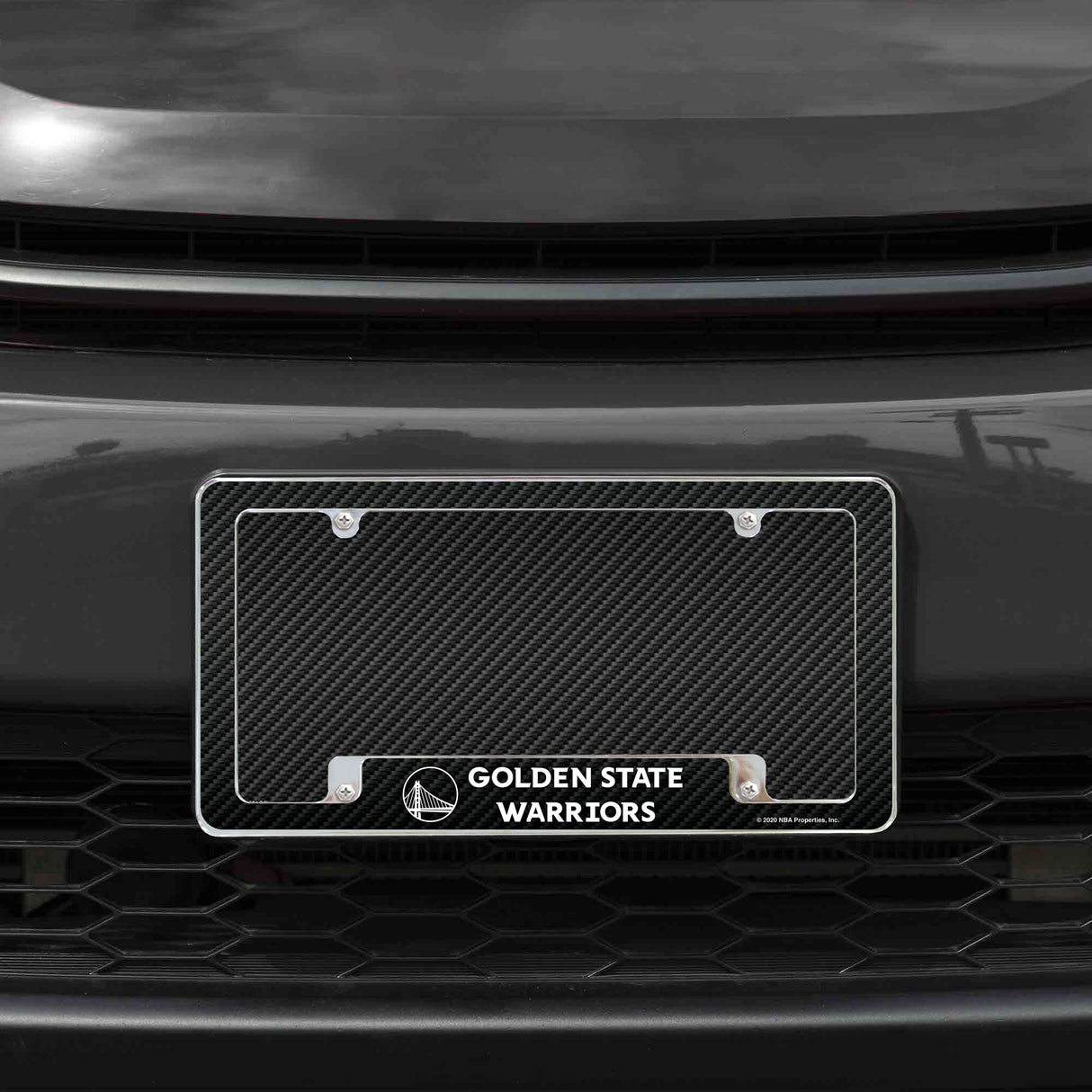 Rico Industries NBA  Golden State Warriors Black 12" x 6" Chrome License Plate Frame-1