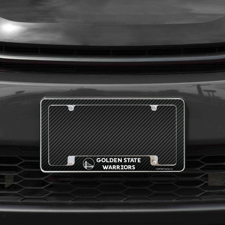 Rico Industries NBA  Golden State Warriors Black 12" x 6" Chrome License Plate Frame-1