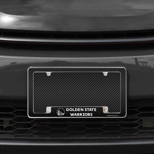 Rico Industries NBA  Golden State Warriors Black 12" x 6" Chrome License Plate Frame-1