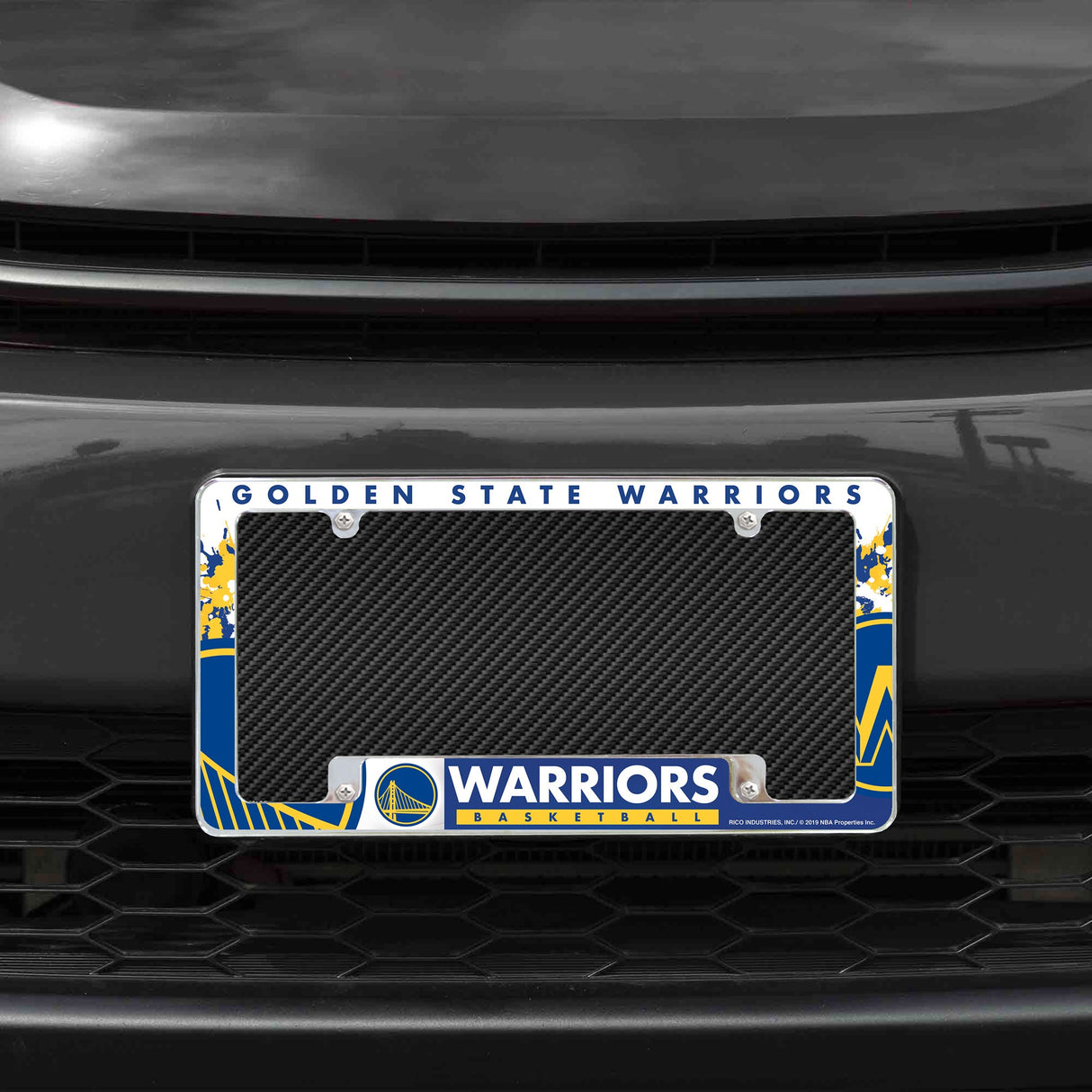 Rico Industries NBA  Golden State Warriors Primary 12" x 6" Chrome License Plate Frame-1