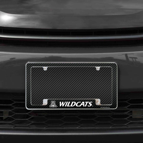 Rico Industries NCAA Arizona Wildcats Carbon Fiber 12" x 6" Chrome License Plate Frame-1
