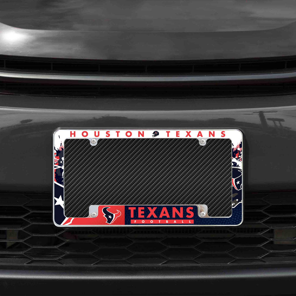Rico Industries NFL  Houston Texans Primary 12" x 6" Chrome License Plate Frame-1