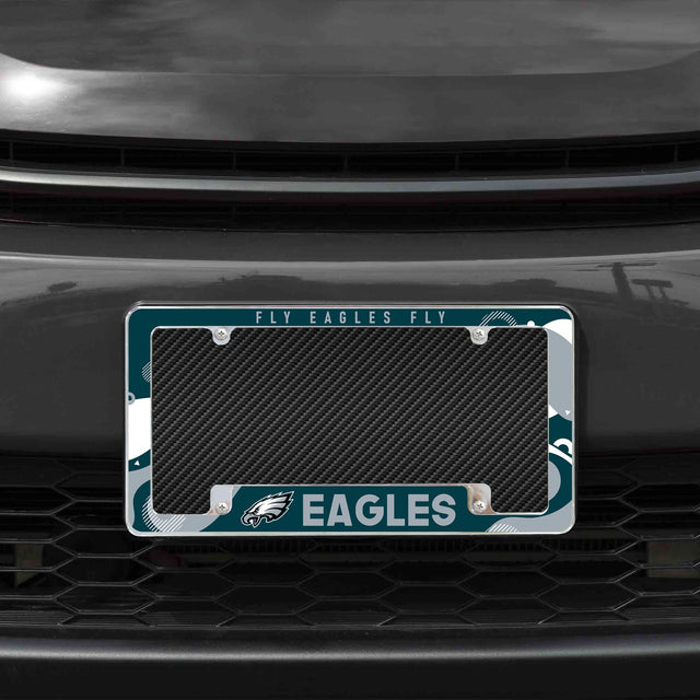 Rico Industries NFL  Philadelphia Eagles Wave 12" x 6" Chrome License Plate Frame-1