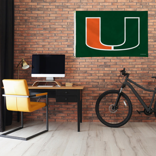 Rico Industries NCAA Miami Hurricanes - The U Standard 3' x 5' Banner Flag-1