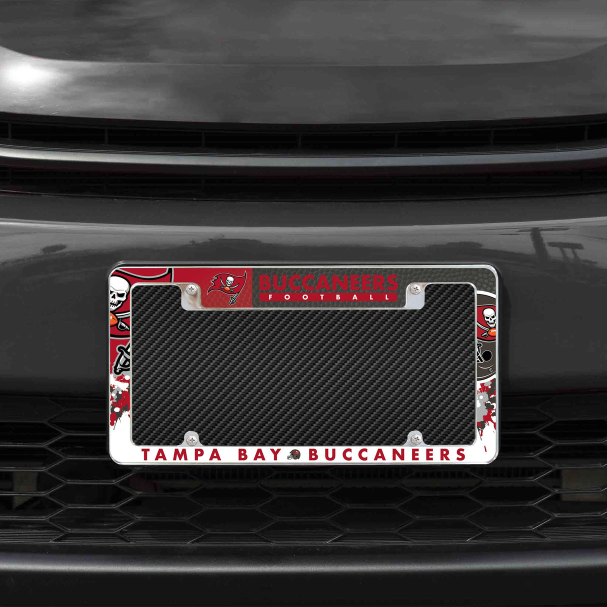 Rico Industries NFL  Tampa Bay Buccaneers Primary 12" x 6" Chrome License Plate Frame-1