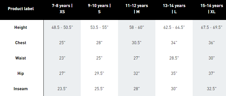Adidas pants size chart youth sales