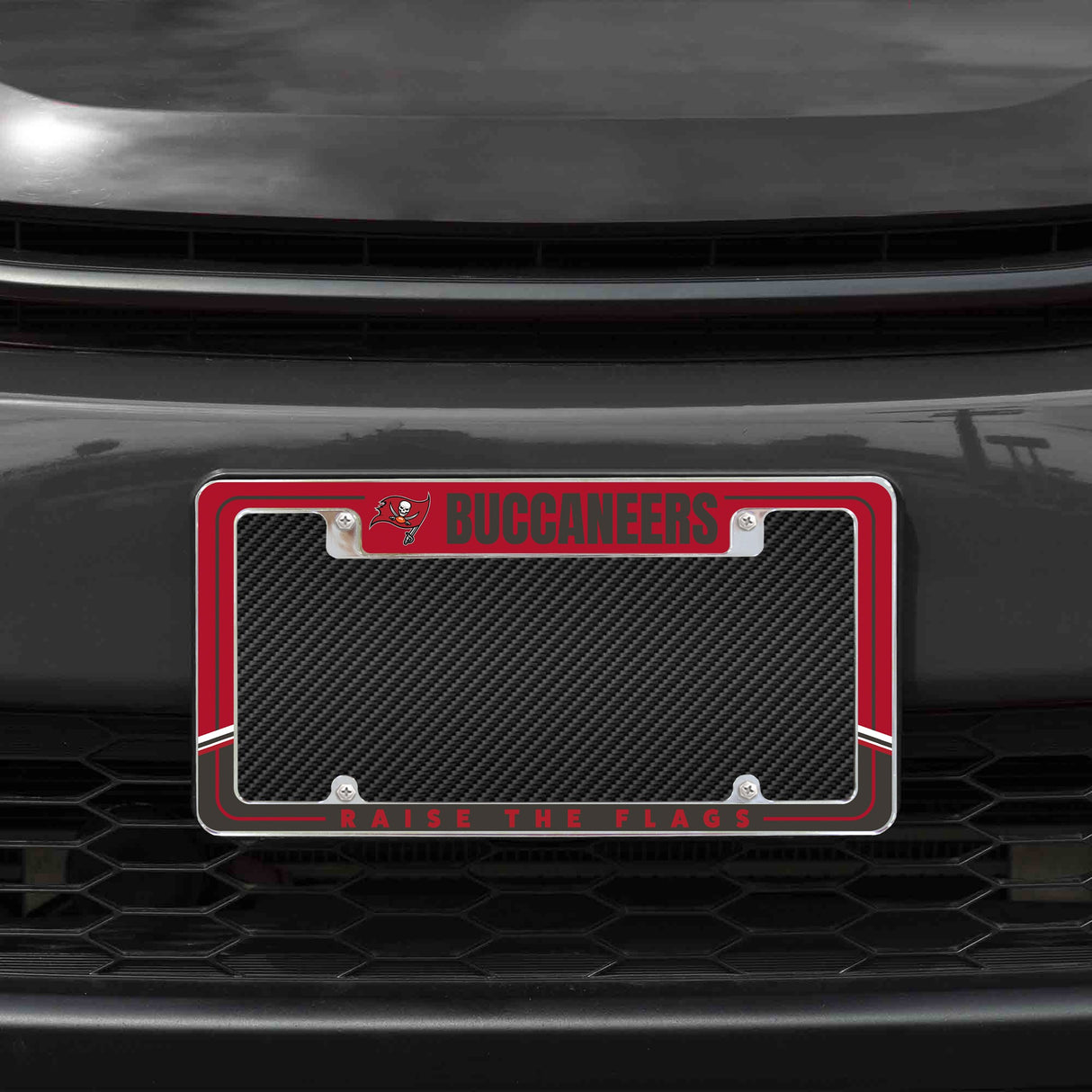 Rico Industries NFL  Tampa Bay Buccaneers Two-Tone 12" x 6" Chrome License Plate Frame-1
