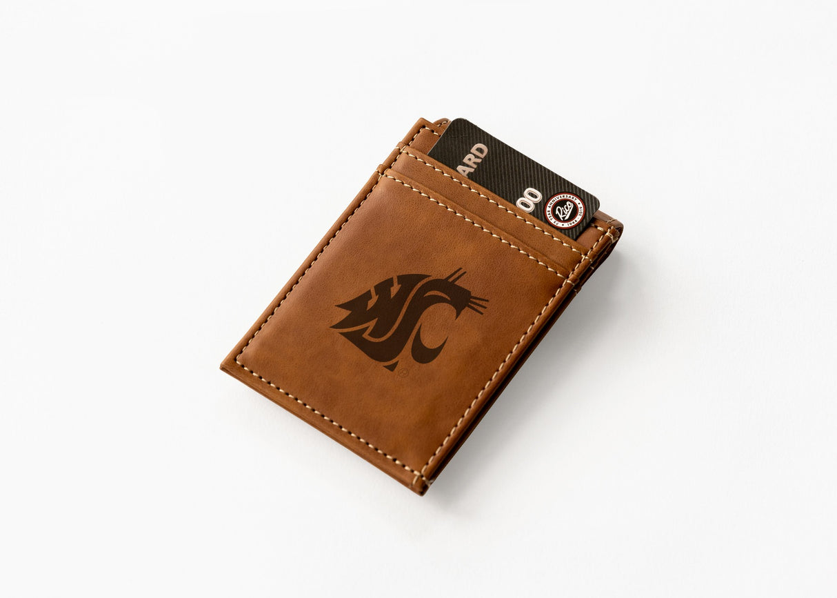 Rico Industries NCAA Washington State Cougars - WSU  Laser Engraved Front Pocket Wallet