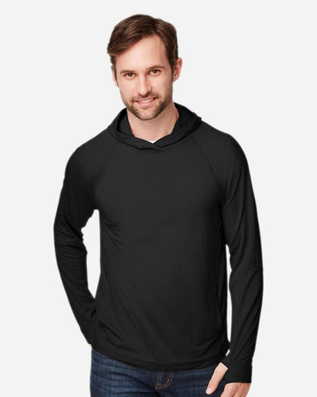North End Men's JAQ Stretch Performance Hooded Long Sleeve T-Shirt