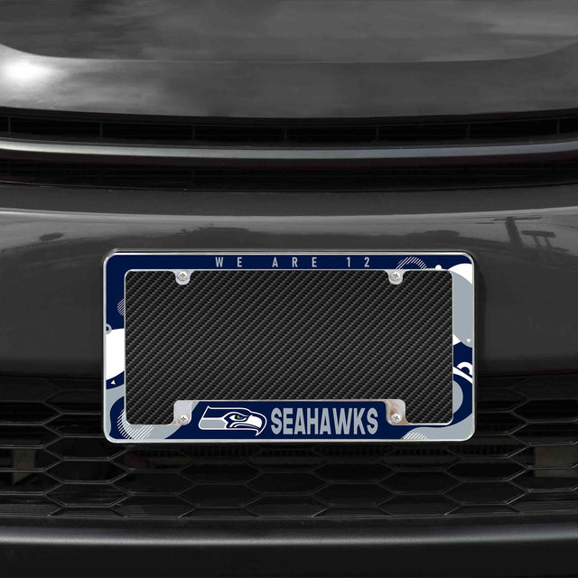 Rico Industries NFL  Seattle Seahawks Wave 12" x 6" Chrome License Plate Frame-1