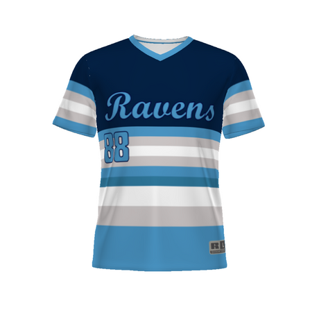 Russell Youth Sublimated Turbo V-Neck Baseball Jersey Team Baseball Jerseys