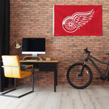 Rico Industries NHL  Detroit Red Wings Red 3' x 5' Banner Flag-1
