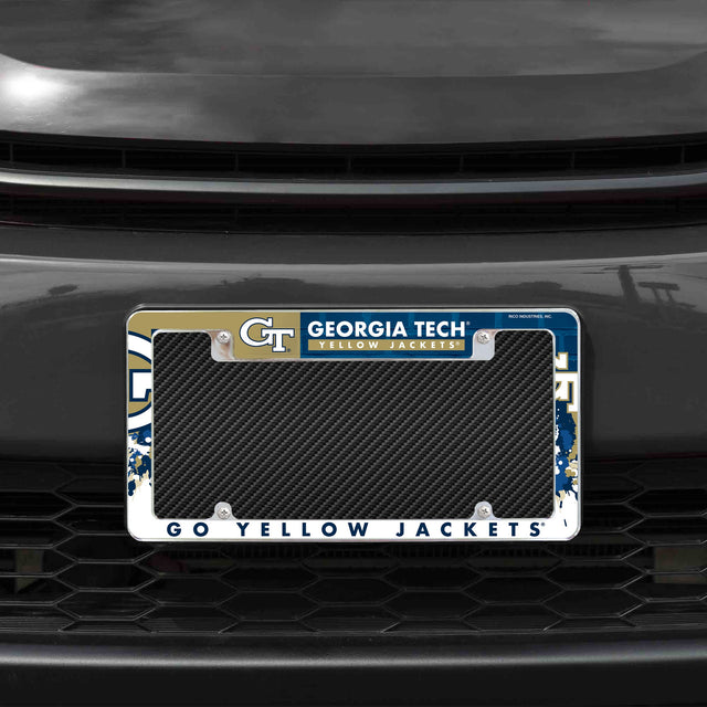 Rico Industries NCAA Georgia Tech Yellow Jackets - GT Primary 12" x 6" Chrome License Plate Frame-1