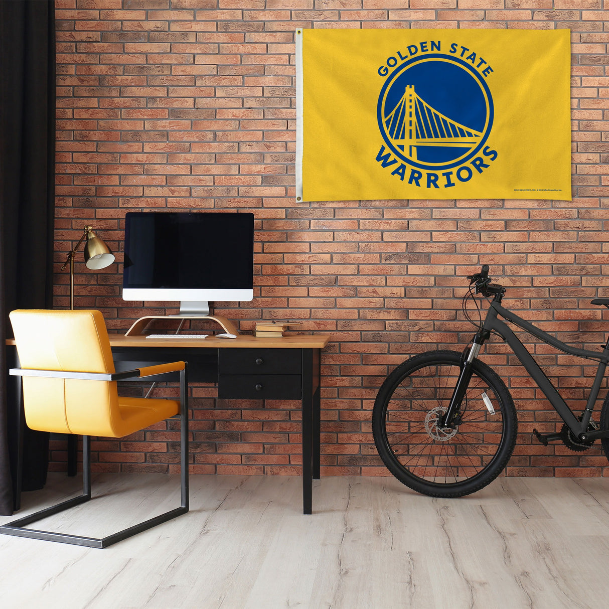 Rico Industries NBA  Golden State Warriors Yellow 3' x 5' Banner Flag-1