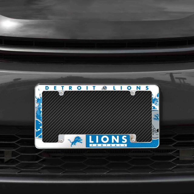 Rico Industries NFL  Detroit Lions Primary 12" x 6" Chrome License Plate Frame-1