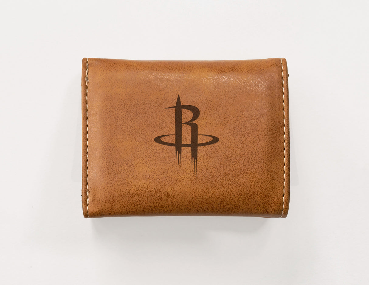 Rico Industries NBA  Houston Rockets  Laser Engraved Faux Leather Trifold Wallet-1