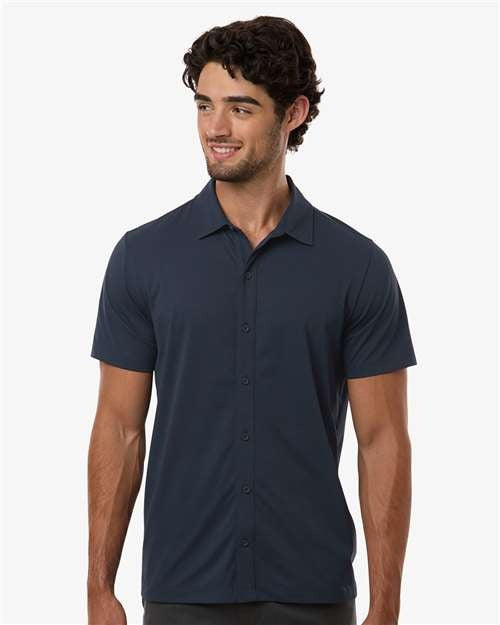 AllPro Men's Pro-Flex Sorona Button Down Short Sleeve Shirt-3