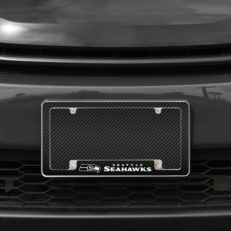 Rico Industries NFL  Seattle Seahawks Black 12" x 6" Chrome License Plate Frame-1