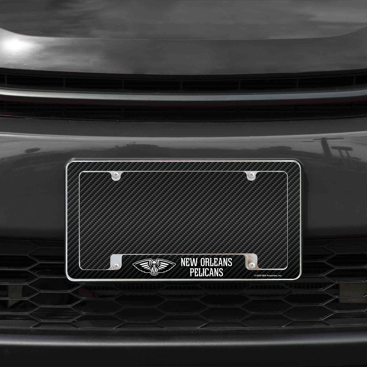 Rico Industries NBA  New Orleans Pelicans Black 12" x 6" Chrome License Plate Frame-1