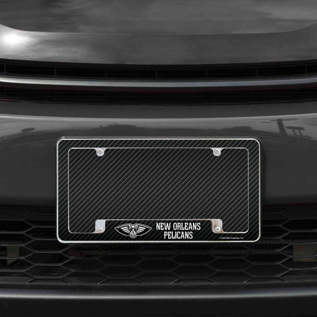 Rico Industries NBA  New Orleans Pelicans Black 12" x 6" Chrome License Plate Frame-1