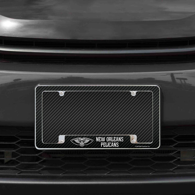 Rico Industries NBA  New Orleans Pelicans Black 12" x 6" Chrome License Plate Frame-1