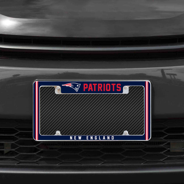 Rico Industries NFL  New England Patriots Classic 12" x 6" Chrome License Plate Frame-1