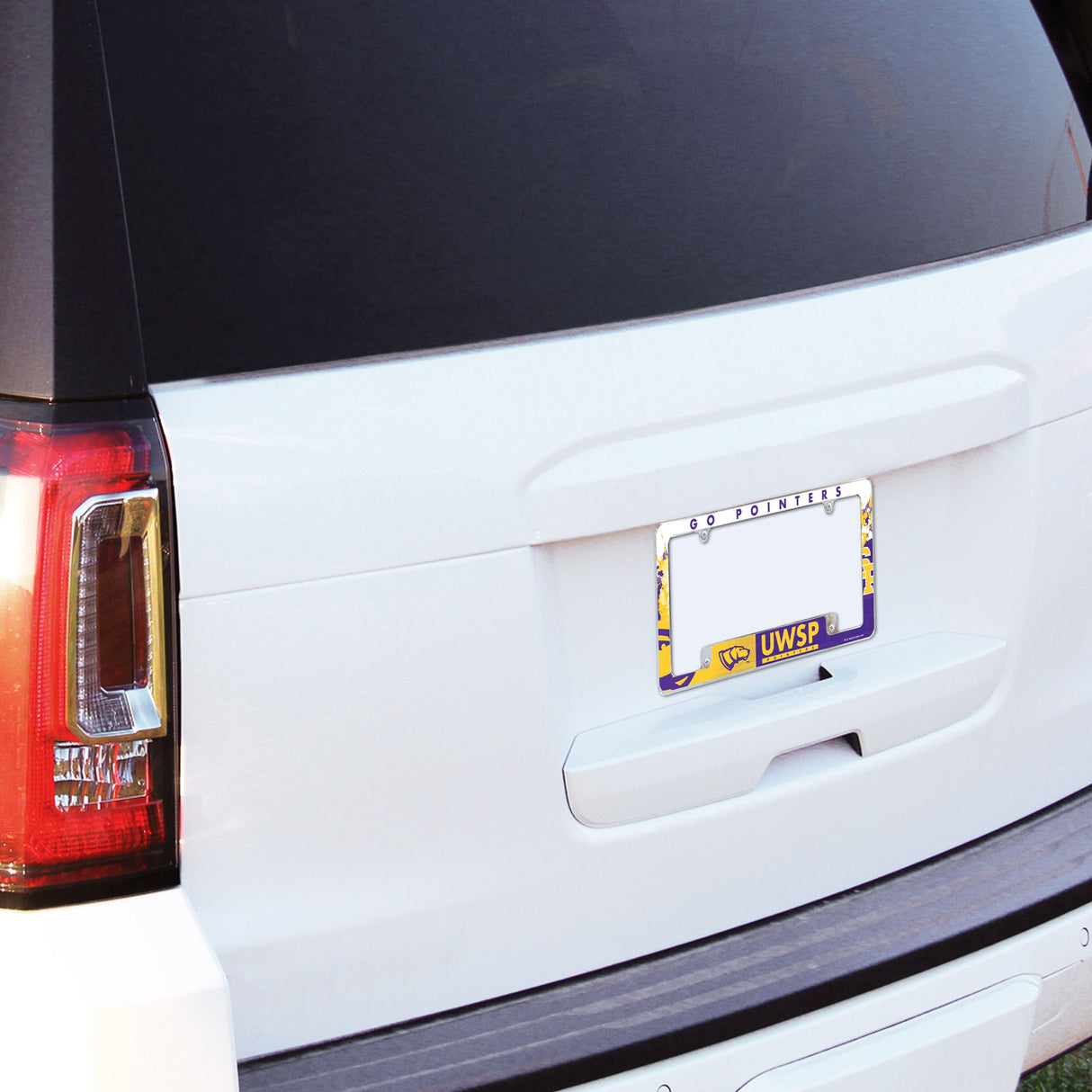 Rico Industries NCAA Wisconsin-Stevens Point Pointers Primary 12" x 6" Chrome License Plate Frame-3