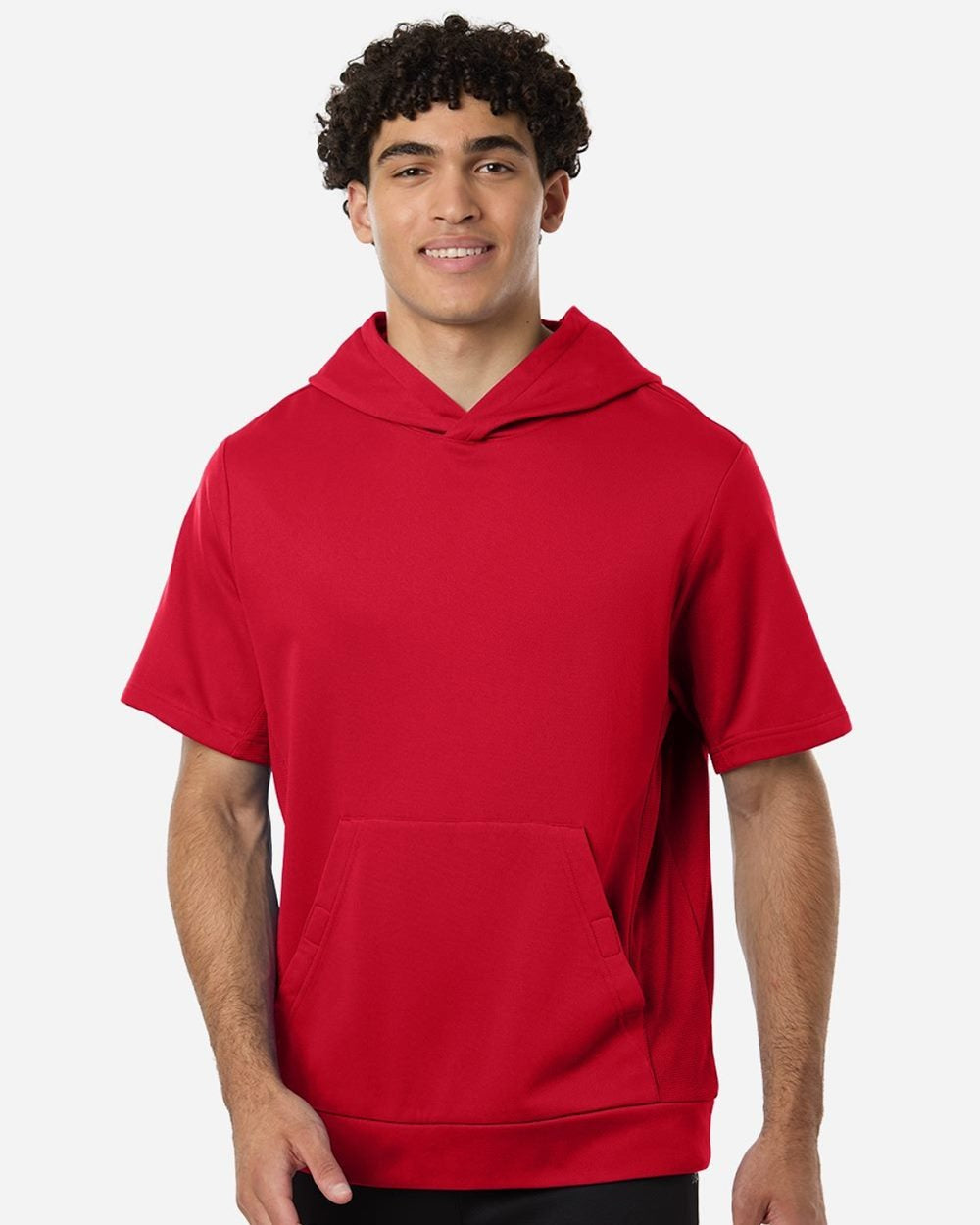 Team 365 Men's Squad Tech Fleece Hooded Short-Sleeve Sweatshirt