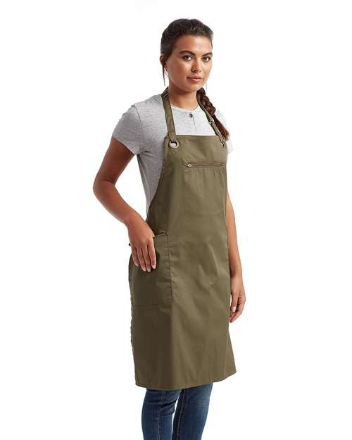 Artisan Collection by Reprime Barley Contrast Stitch Recycled Bib Apron-2