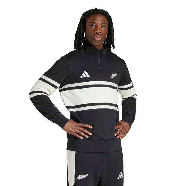 adidas Men's New Zealand Rugby Leisurewear Quarter Zip Sweatshirt-2