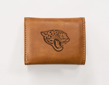 Rico Industries NFL  Jacksonville Jaguars  Laser Engraved Faux Leather Trifold Wallet-1