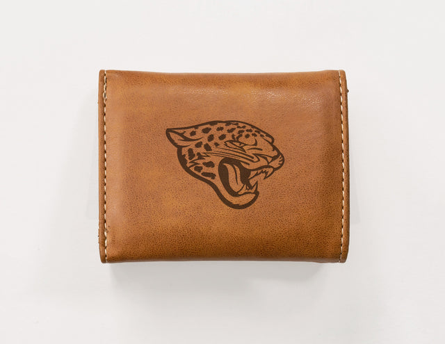 Rico Industries NFL  Jacksonville Jaguars  Laser Engraved Faux Leather Trifold Wallet-1