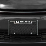 Rico Industries NCAA Georgia Bulldogs Carbon Fiber Design 12" x 6" Chrome License Plate Frame-1
