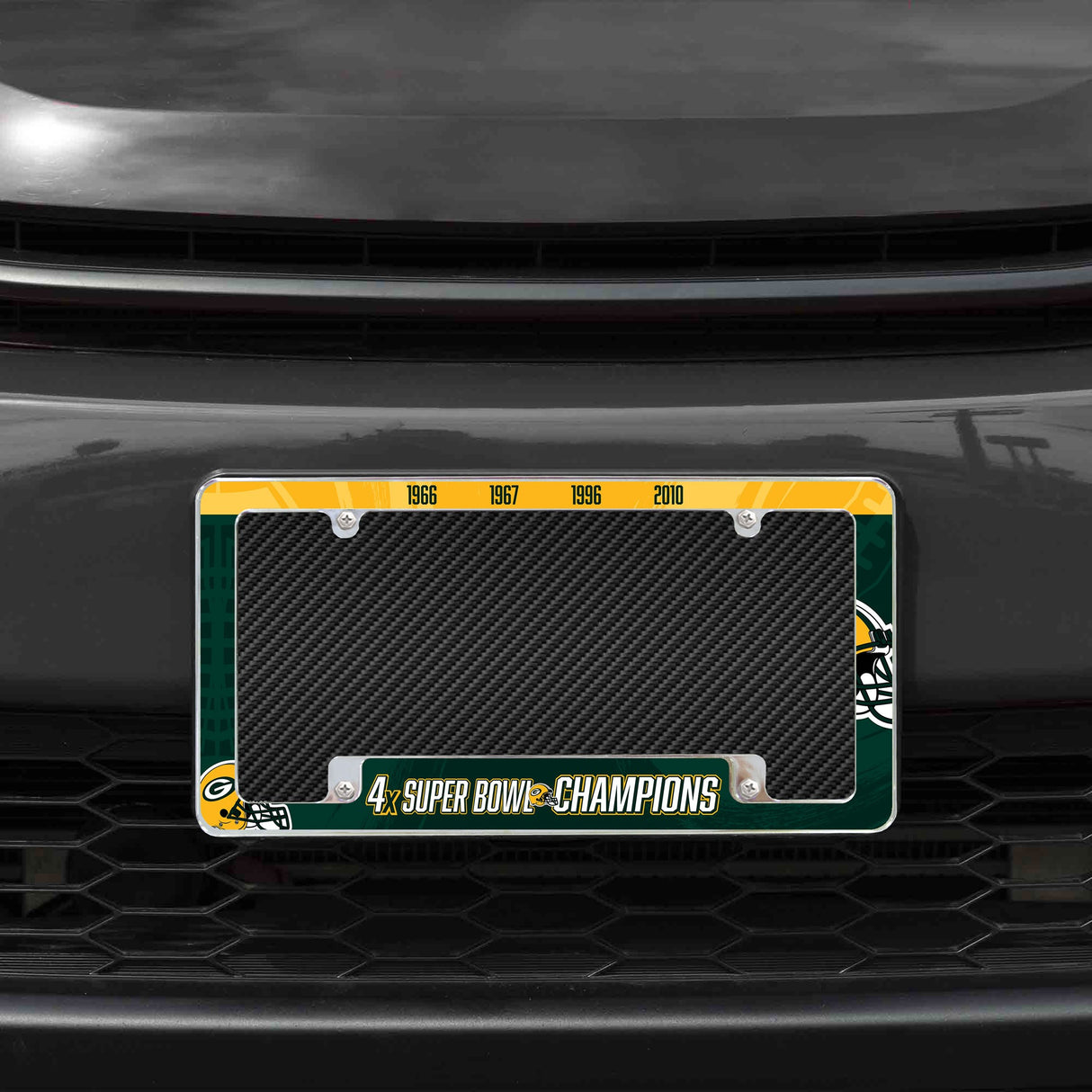 Rico Industries NFL  Green Bay Packers Multi Champ 12" x 6" Chrome License Plate Frame-1