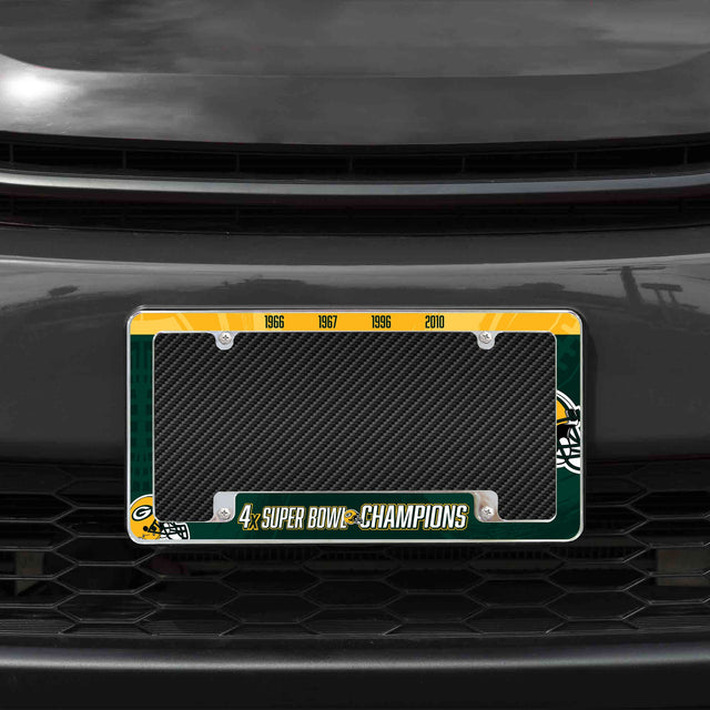Rico Industries NFL  Green Bay Packers Multi Champ 12" x 6" Chrome License Plate Frame-1