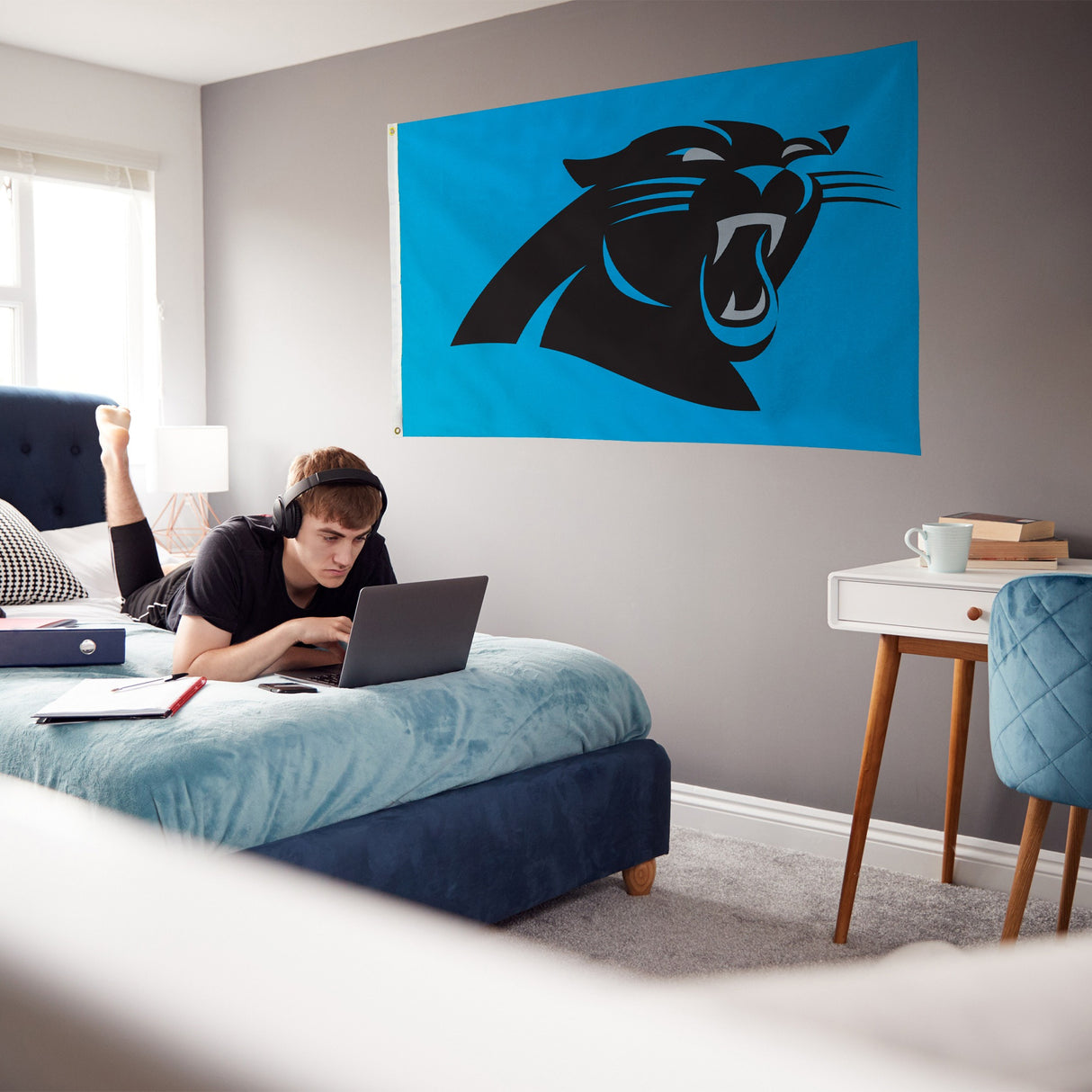 Rico Industries NFL  Carolina Panthers Standard 3' x 5' Banner Flag-3