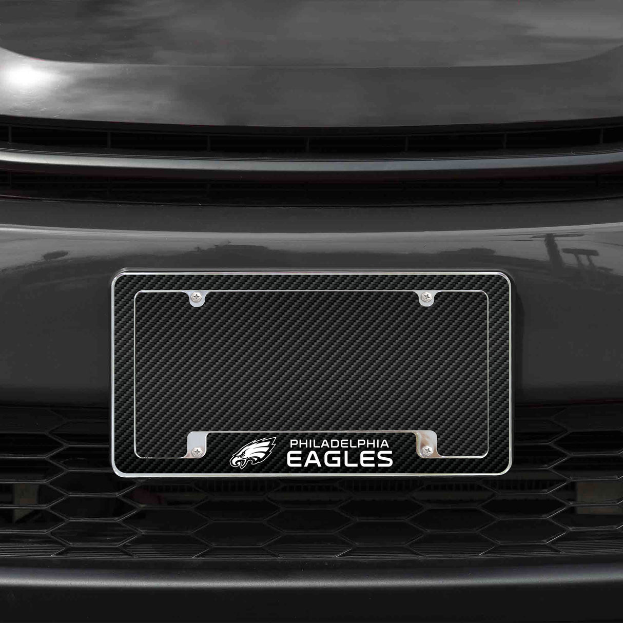 Rico Industries NFL  Philadelphia Eagles Black 12" x 6" Chrome License Plate Frame-1