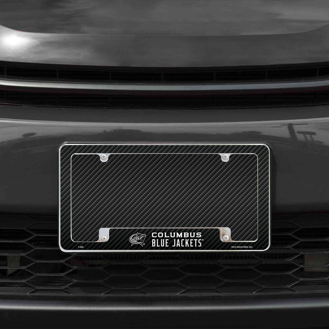 Rico Industries NHL  Columbus Blue Jackets Black 12" x 6" Chrome License Plate Frame-1