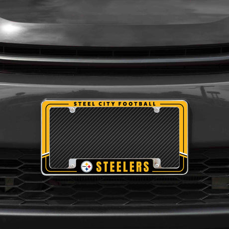 Rico Industries NFL  Pittsburgh Steelers Two-Tone 12" x 6" Chrome License Plate Frame-1