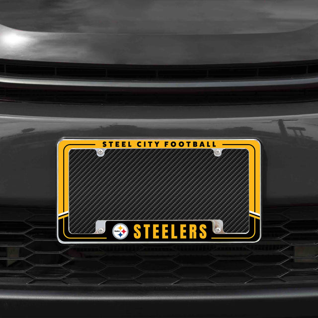 Rico Industries NFL  Pittsburgh Steelers Two-Tone 12" x 6" Chrome License Plate Frame-1